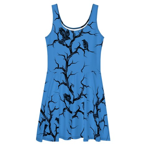 Blue Huginn and Muninn Skater Dress