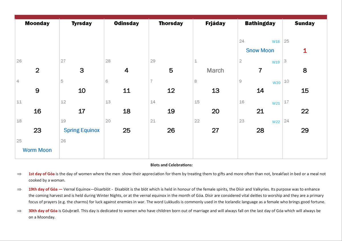 The Old Norse Calendar 202425 valid until 24th September 2025