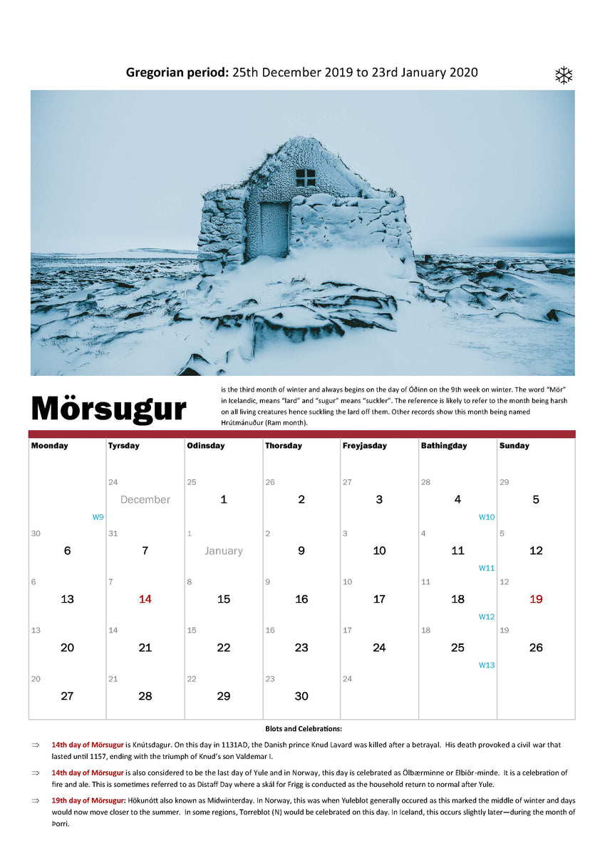 Ye Ole Norse Calendar 2020 SigRun Design